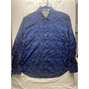 Robert Graham‎ Men's Aztec Button Up Shirt Extra Large XXL Blue Long Sleeve